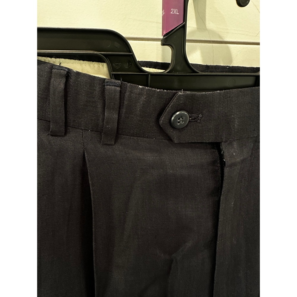 Louis Raphael Mens Navy Blue 100% Linen Pleated Cuffed Dress Pants Size 36 x 30 - Picture 3 of 6